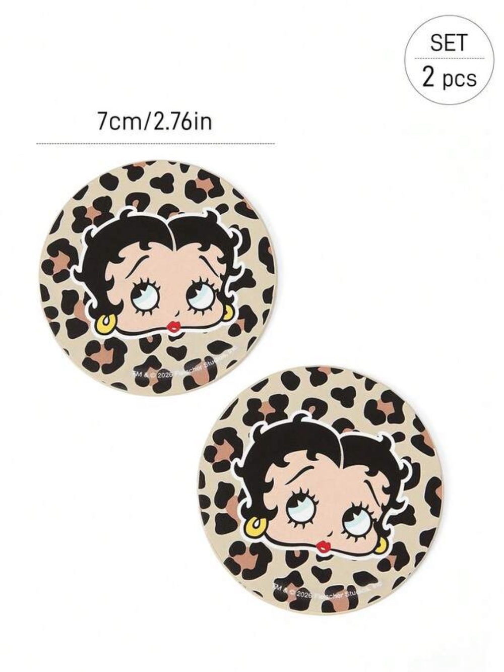 NEW Betty Boop Leopard Car Cup Coaster (Set of 2) - Picture 3 of 3